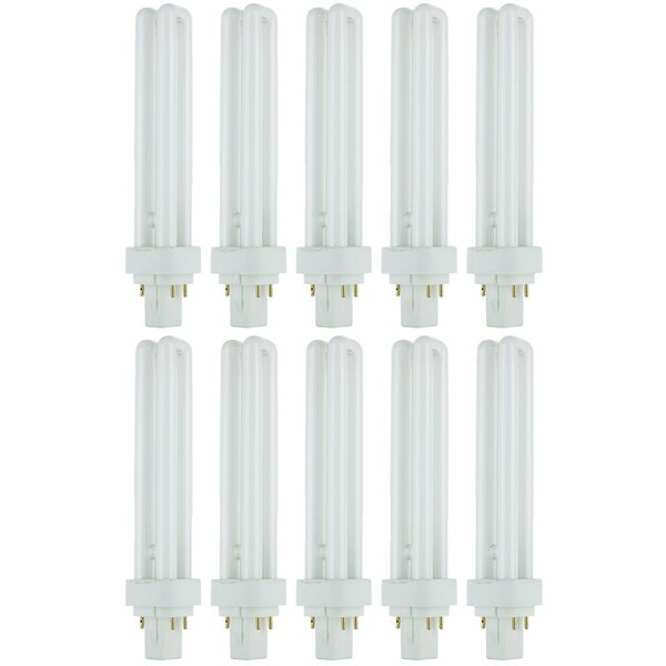 Sunlite PLD26/E/SP27K 2700K Fluorescent 26W PLD Double U-Shaped Twin Tube CFL Bulbs w/4-Pin G24Q-3, 10PK 40556-SU